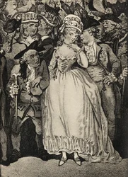 Mrs. Mary Robinson begleitet vom Prinzen von Wales und ihrem Ehemann Thomas Robinson